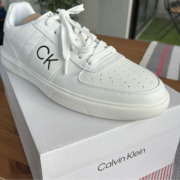 White Calvin Klein Sneakers - never worn, with box (size: men 8.5) - Picture 3 of 3